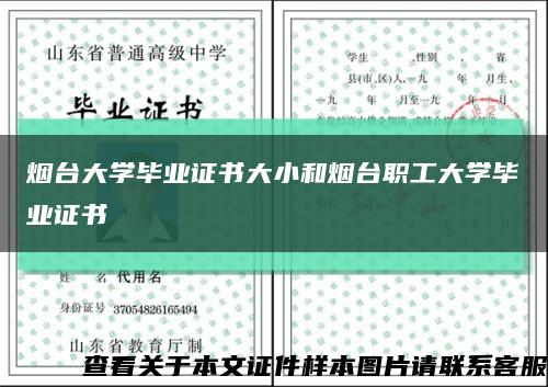 烟台大学毕业证书大小和烟台职工大学毕业证书缩略图