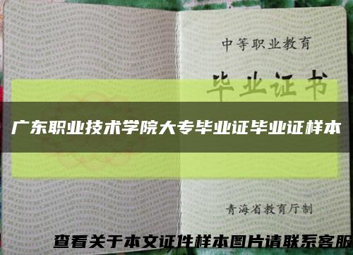 广东职业技术学院大专毕业证毕业证样本缩略图