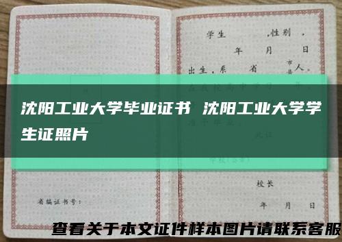 沈阳工业大学毕业证书 沈阳工业大学学生证照片缩略图