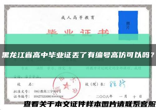 黑龙江省高中毕业证丢了有编号高仿可以吗？缩略图