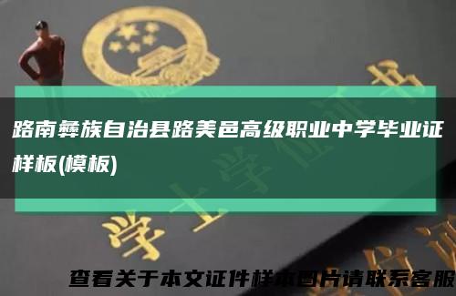 路南彝族自治县路美邑高级职业中学毕业证样板(模板)缩略图
