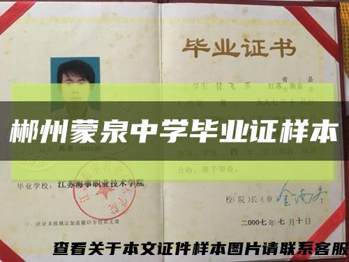 郴州蒙泉中学毕业证样本缩略图