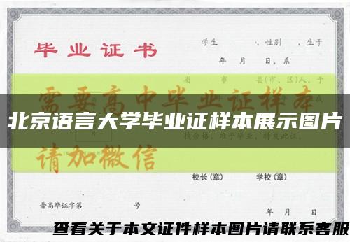 北京语言大学毕业证样本展示图片缩略图