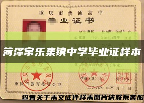 菏泽常乐集镇中学毕业证样本缩略图
