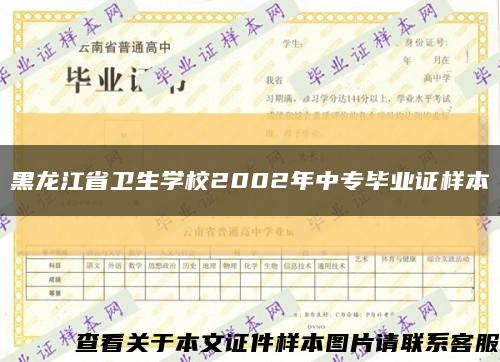 黑龙江省卫生学校2002年中专毕业证样本缩略图
