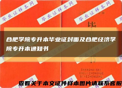 合肥学院专升本毕业证封面及合肥经济学院专升本通知书缩略图