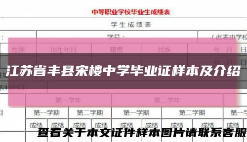 江苏省丰县宋楼中学毕业证样本及介绍缩略图