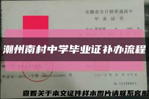 潮州南村中学毕业证补办流程缩略图