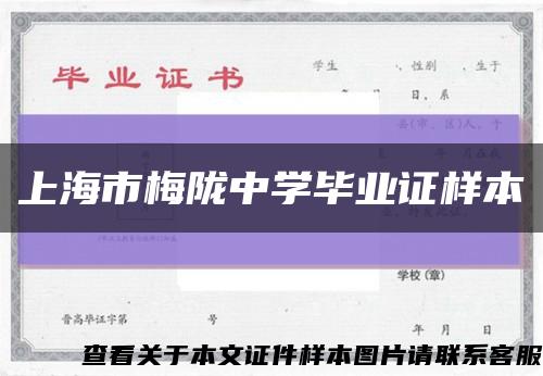 上海市梅陇中学毕业证样本缩略图