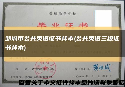 邹城市公共英语证书样本(公共英语三级证书样本)缩略图