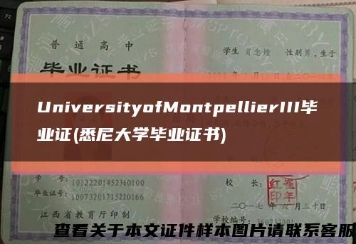 UniversityofMontpellierIII毕业证(悉尼大学毕业证书)缩略图