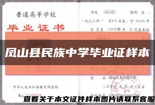 凤山县民族中学毕业证样本缩略图