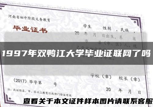 1997年双鸭江大学毕业证联网了吗缩略图