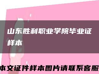 山东胜利职业学院毕业证样本缩略图