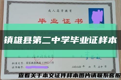 镇雄县第二中学毕业证样本缩略图