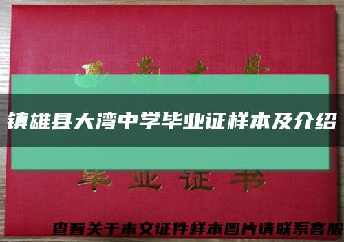 镇雄县大湾中学毕业证样本及介绍缩略图