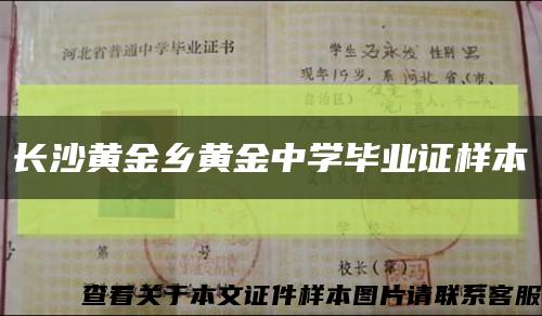 长沙黄金乡黄金中学毕业证样本缩略图