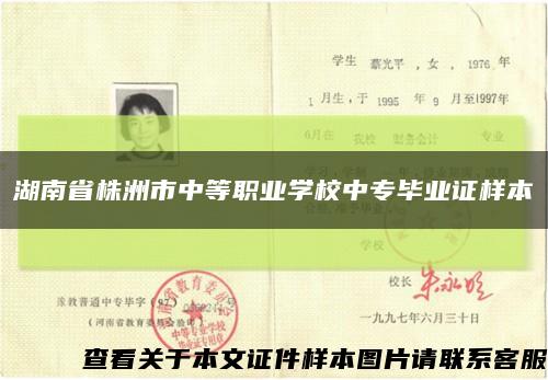 湖南省株洲市中等职业学校中专毕业证样本缩略图
