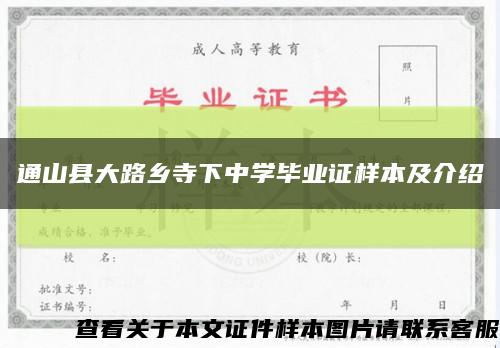 通山县大路乡寺下中学毕业证样本及介绍缩略图