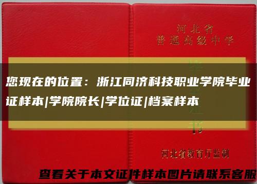 您现在的位置：浙江同济科技职业学院毕业证样本|学院院长|学位证|档案样本缩略图
