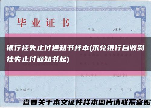 银行挂失止付通知书样本(承兑银行自收到挂失止付通知书起)缩略图