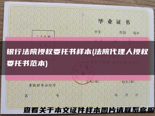 银行法院授权委托书样本(法院代理人授权委托书范本)缩略图