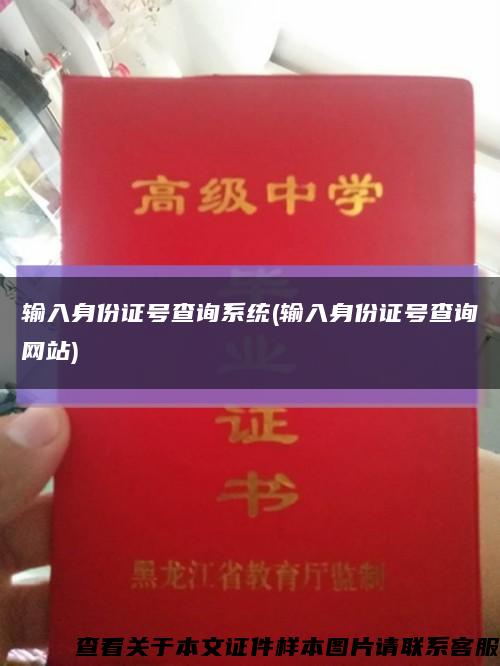 输入身份证号查询系统(输入身份证号查询网站)缩略图
