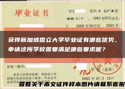 获得新加坡国立大学毕业证有哪些优势，申请这所学校需要满足哪些要求呢？缩略图