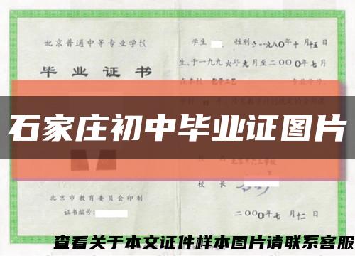 石家庄初中毕业证图片缩略图