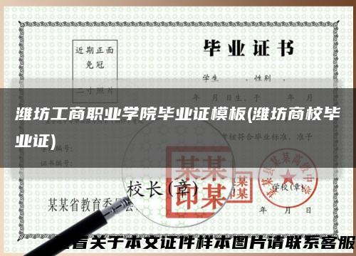 潍坊工商职业学院毕业证模板(潍坊商校毕业证)缩略图