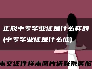正规中专毕业证是什么样的(中专毕业证是什么证)缩略图
