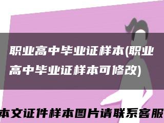 职业高中毕业证样本(职业高中毕业证样本可修改)缩略图