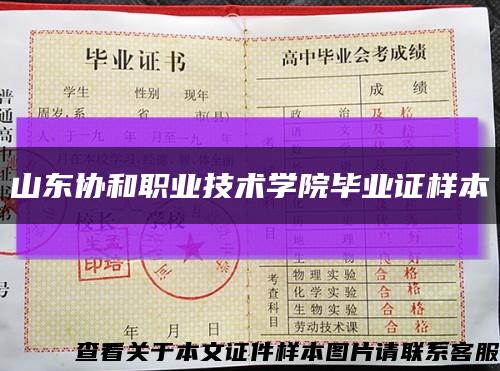 山东协和职业技术学院毕业证样本缩略图