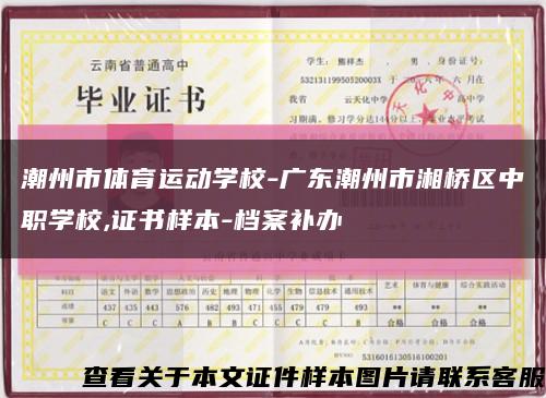 潮州市体育运动学校-广东潮州市湘桥区中职学校,证书样本-档案补办缩略图