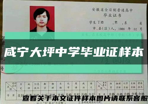 咸宁大坪中学毕业证样本缩略图