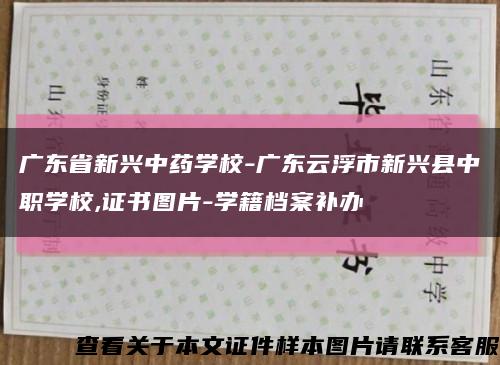 广东省新兴中药学校-广东云浮市新兴县中职学校,证书图片-学籍档案补办缩略图