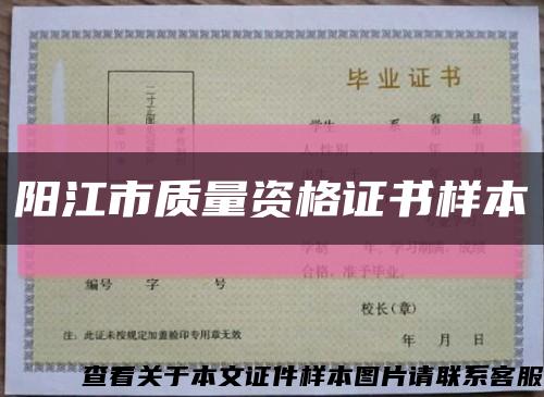 阳江市质量资格证书样本缩略图