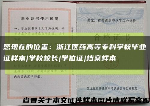 您现在的位置：浙江医药高等专科学校毕业证样本|学校校长|学位证|档案样本缩略图