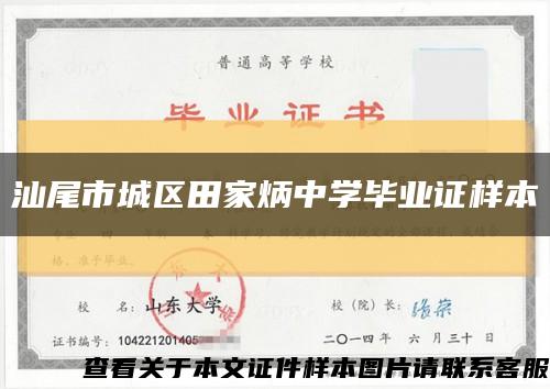 汕尾市城区田家炳中学毕业证样本缩略图