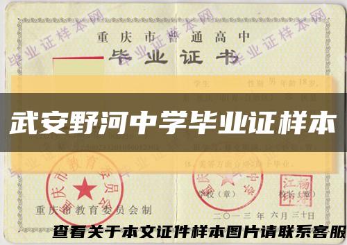 武安野河中学毕业证样本缩略图
