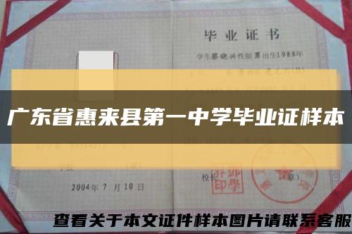 广东省惠来县第一中学毕业证样本缩略图