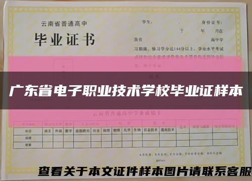 广东省电子职业技术学校毕业证样本缩略图