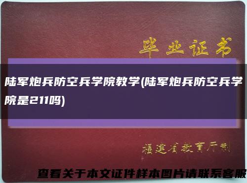 陆军炮兵防空兵学院教学(陆军炮兵防空兵学院是211吗)缩略图