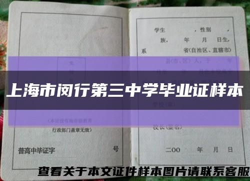 上海市闵行第三中学毕业证样本缩略图