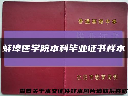 蚌埠医学院本科毕业证书样本缩略图