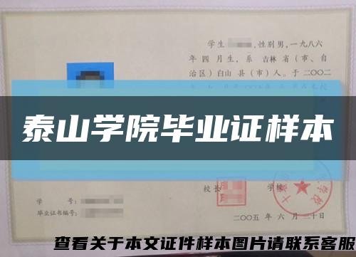 泰山学院毕业证样本缩略图