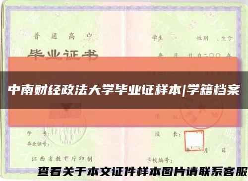 中南财经政法大学毕业证样本|学籍档案缩略图