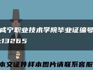 咸宁职业技术学院毕业证编号:13265缩略图