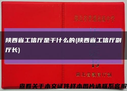 陕西省工信厅是干什么的(陕西省工信厅副厅长)缩略图