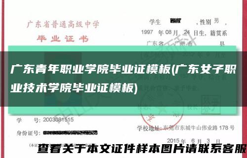 广东青年职业学院毕业证模板(广东女子职业技术学院毕业证模板)缩略图